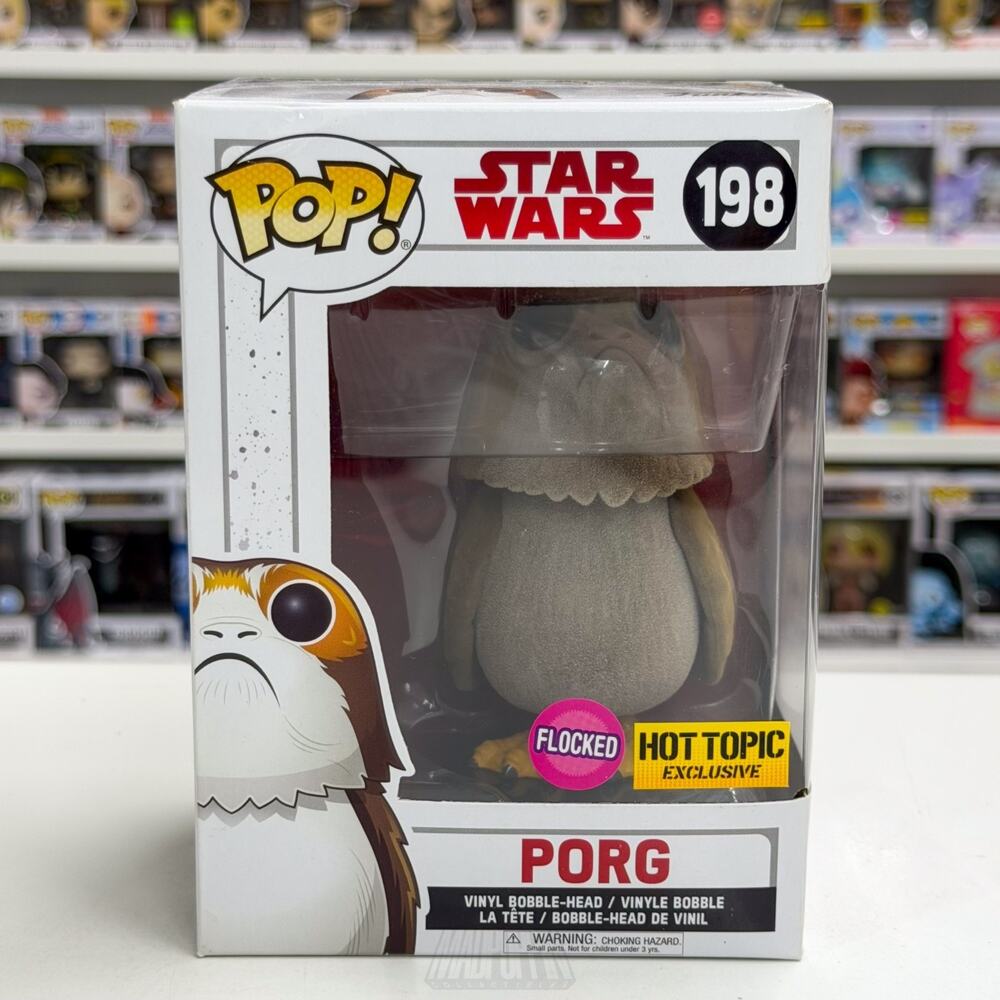 Funko Pop Star Wars Episode 8 Last Jedi Porg Flocked Hot Topic 198 Vinyl Figure
